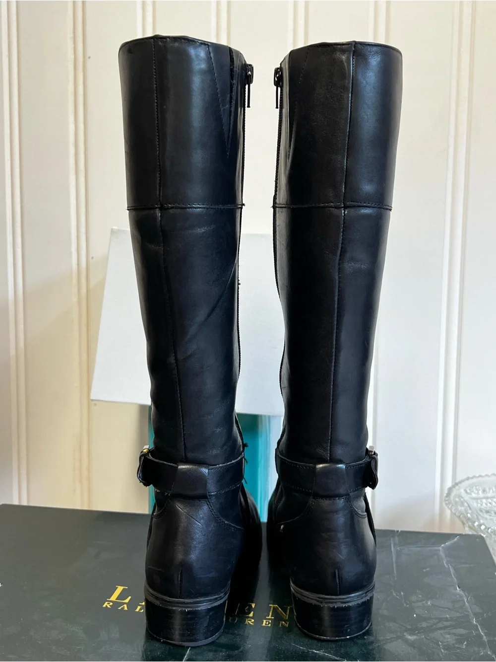 Black Leather Ralph Lauren Riding Boots size 7